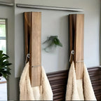 Towel Holder | Solid Wood & Stainless Steel Clamp | Space-Saving Wall-Mounted