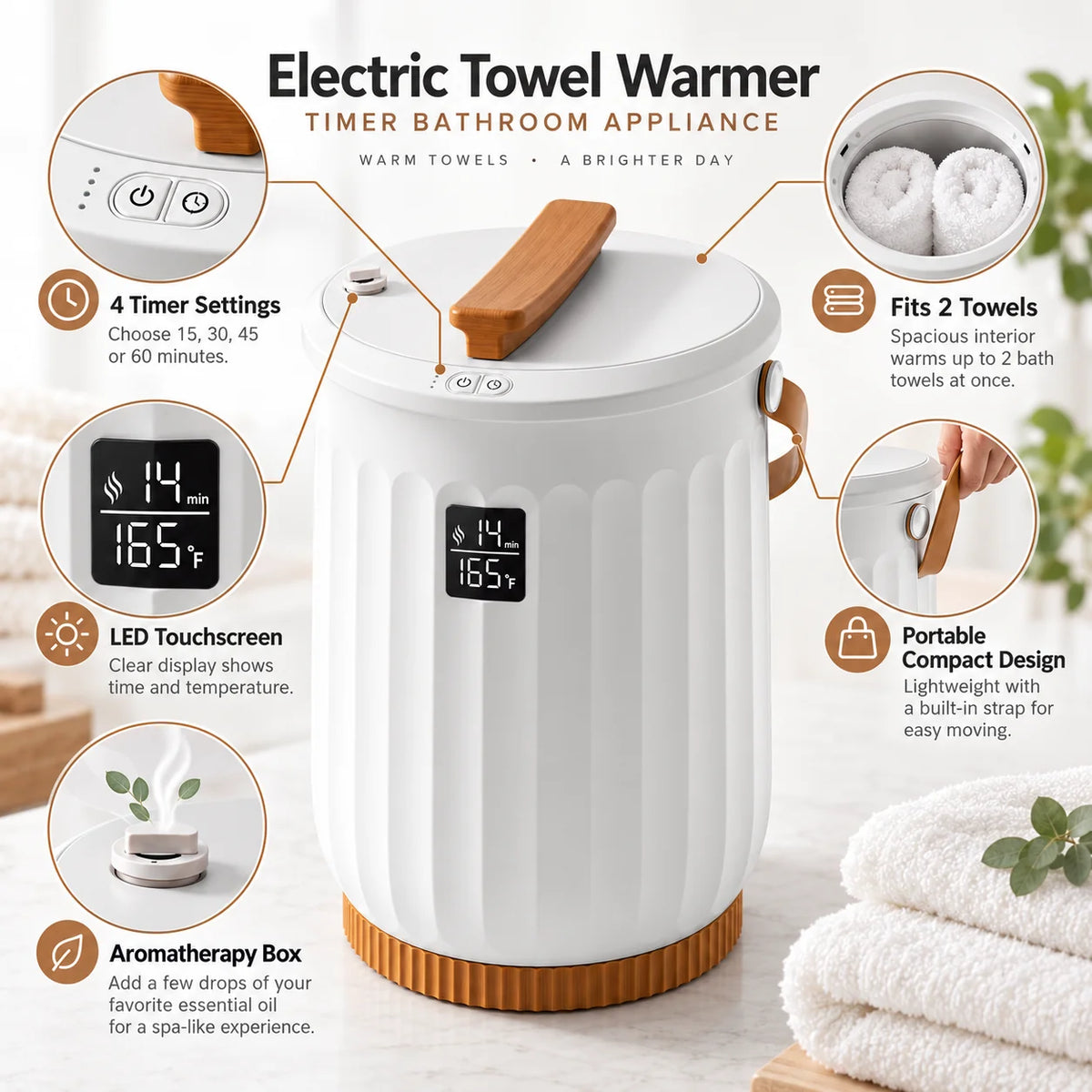 Towel Warmer | Timer & Touchscreen | Heats 2 Towels