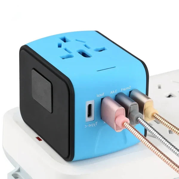 Travel Adapter | Universal Plug Compatibility & 4 USB Ports | 150+ Countries
