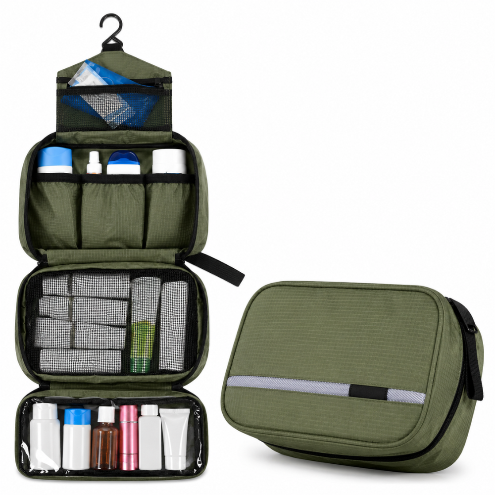 Travel Toiletry Bag | Multiple Interior Compartments | Side Carry Handle