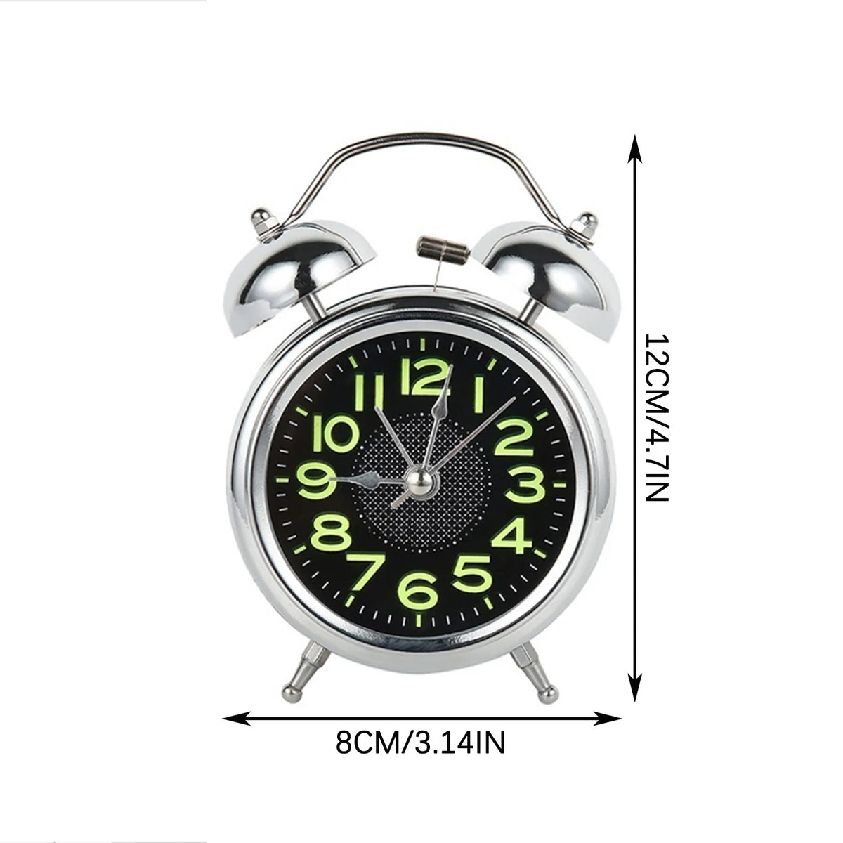 Twin Bell Alarm Clock | Loud Ring & Silent Quartz | Luminous Dial