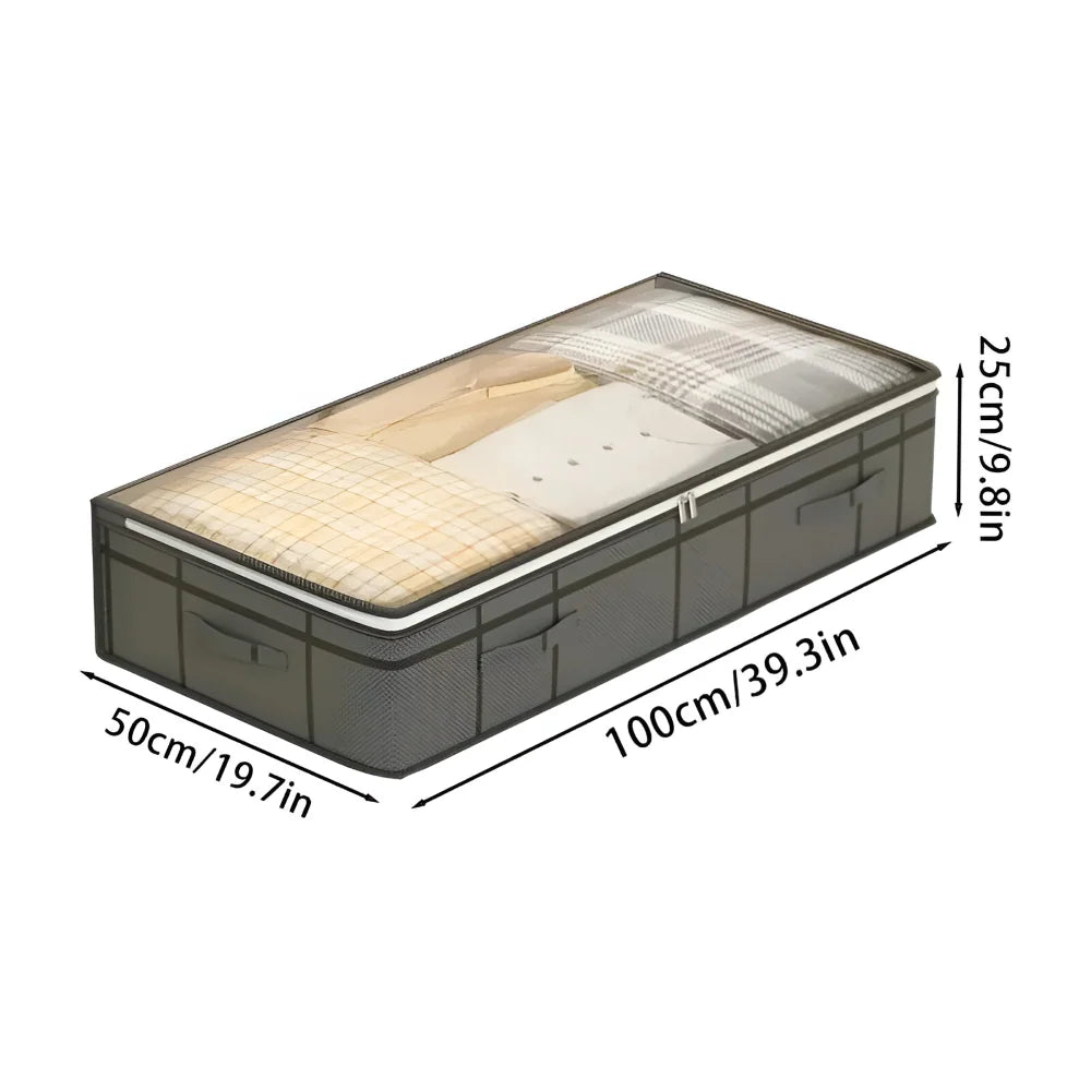 Under-Bed Storage Box | Transparent Lid & Foldable Design | Space-Saving