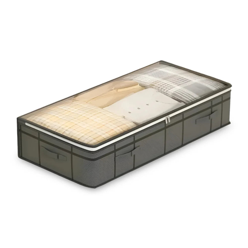 Under-Bed Storage Box | Transparent Lid & Foldable Design | Space-Saving