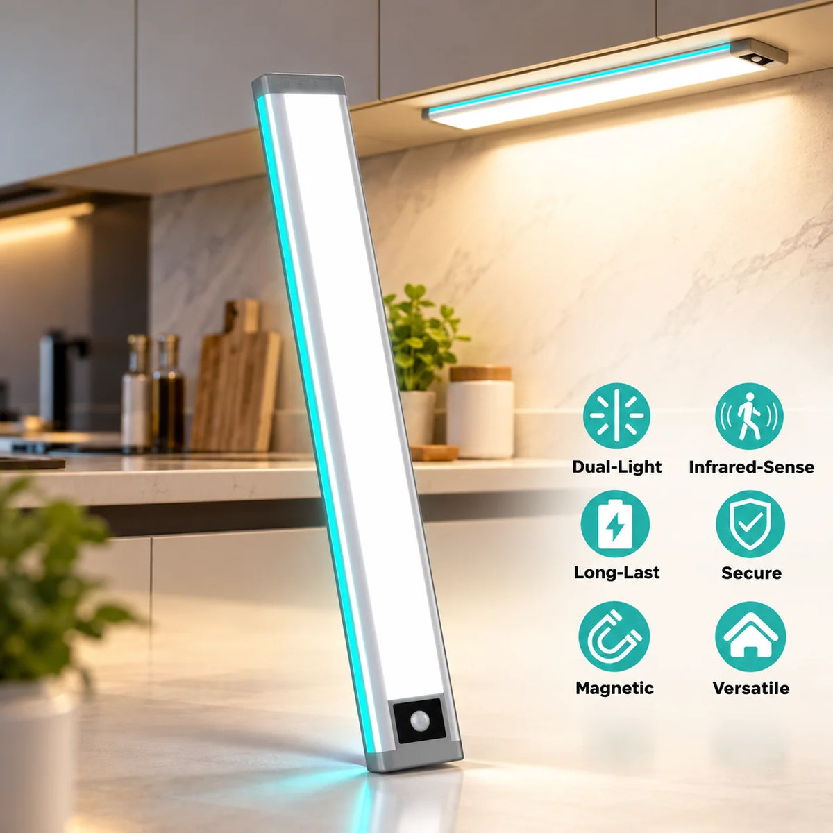 Under Cabinet Light | Motion-Sensing Dual White & RGB Lighting | Rechargeable
