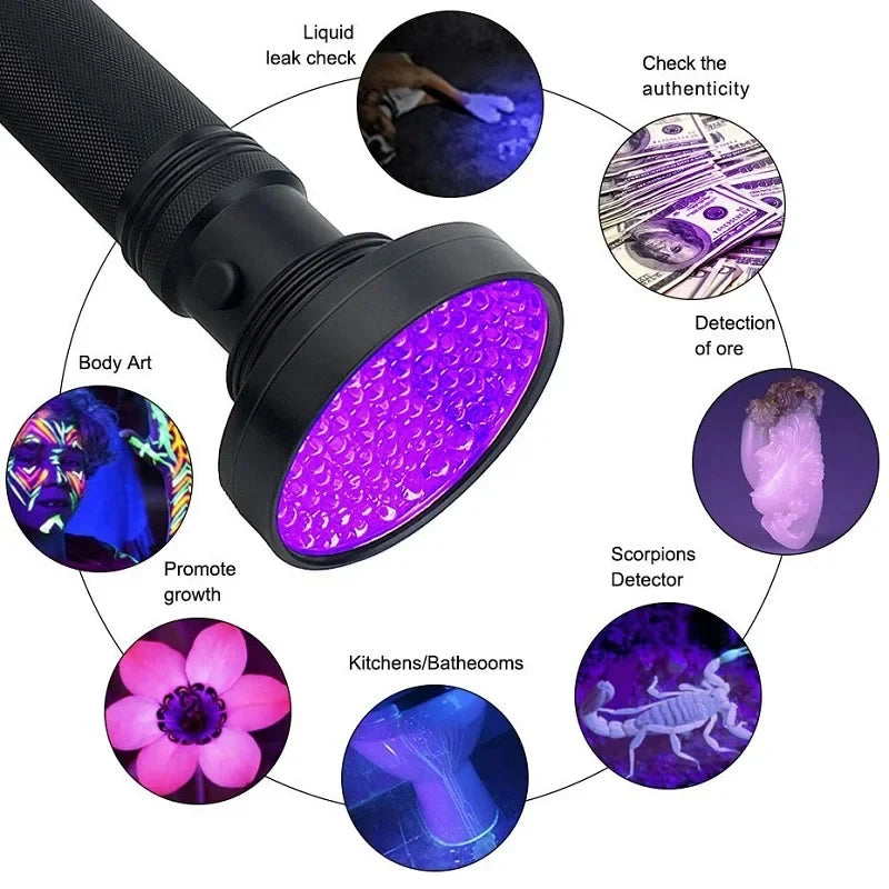 UV Flashlight | 100-LED 395nm & Aluminum Body