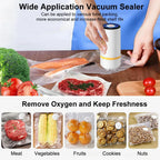 Vacuum Sealer | Portable Rechargeable One-Button | Includes Reusable Bags