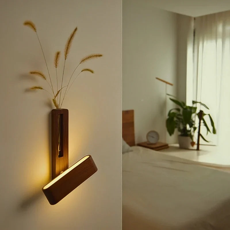 Vase Wall Light | Rechargeable & Dimmable | 360° Rotatable Head & Built-In Vase