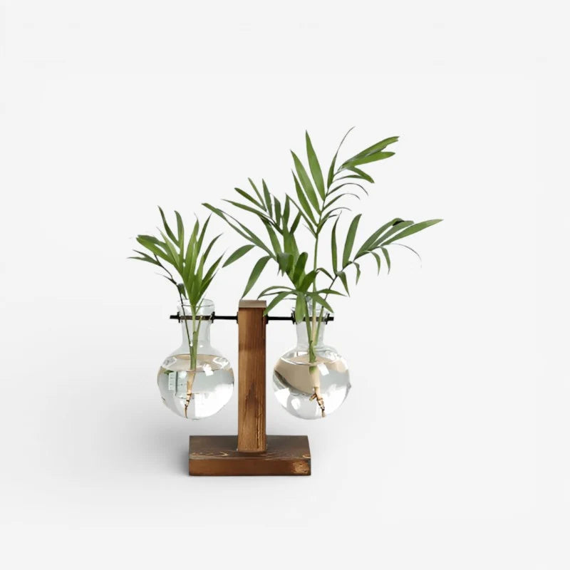 Tabletop Vase | Bulbous Body & Curved Base | Brown Finish