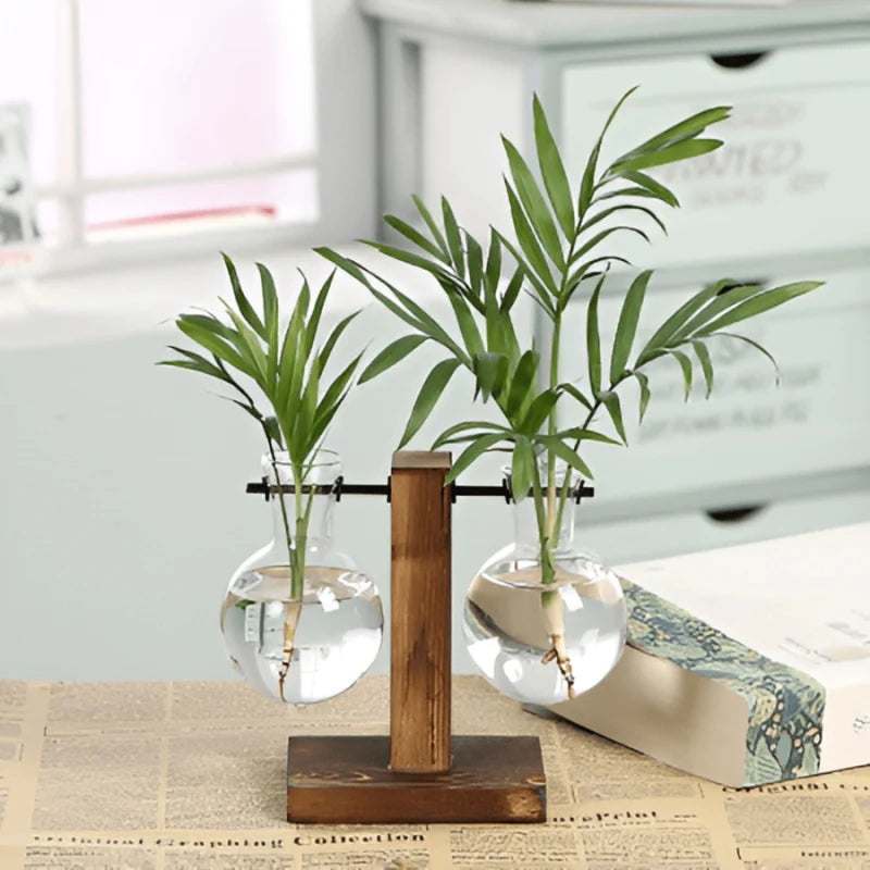 Tabletop Vase | Bulbous Body & Curved Base | Brown Finish