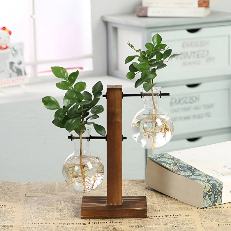 Tabletop Vase | Bulbous Body & Curved Base | Brown Finish