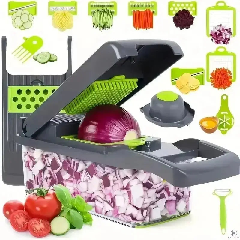 Vegetable Chopper | Interchangeable Blades & Catch Container