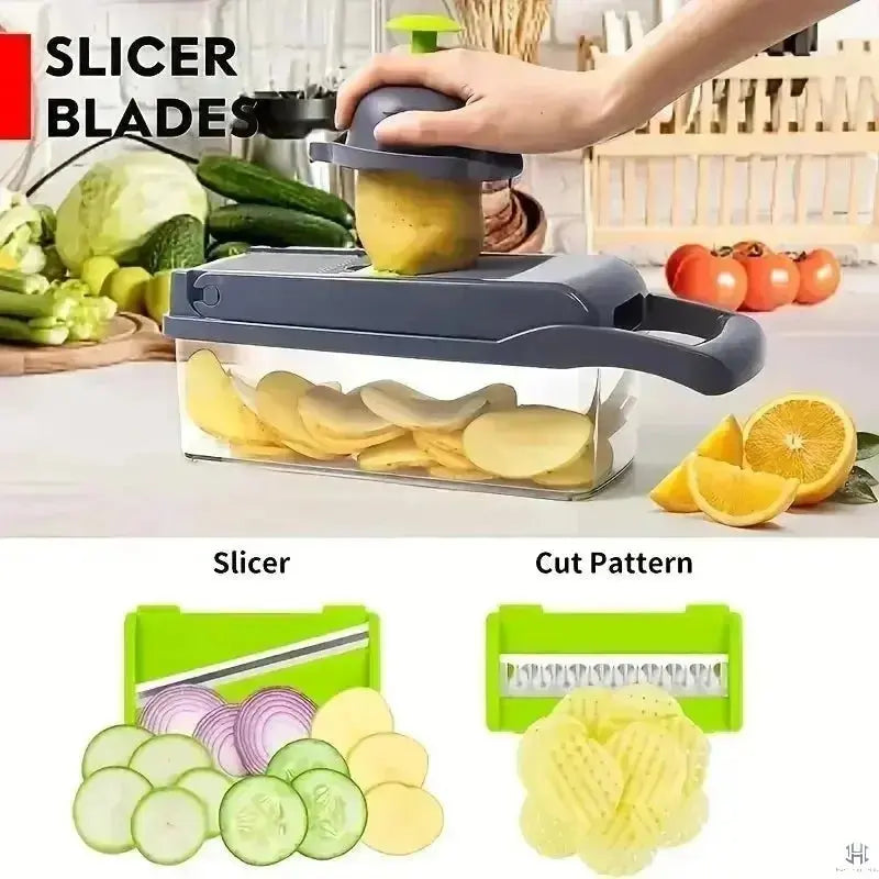 Vegetable Chopper | Interchangeable Blades & Catch Container