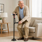 Walking Stick | Built-In LED & One-Touch Alarm | Adjustable