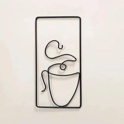Wall Art | Stylized Coffee Cup Motif | Flat Metal Panel
