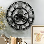 Wall Clock | Gear-Accented Bamboo & Wood | Digital Display