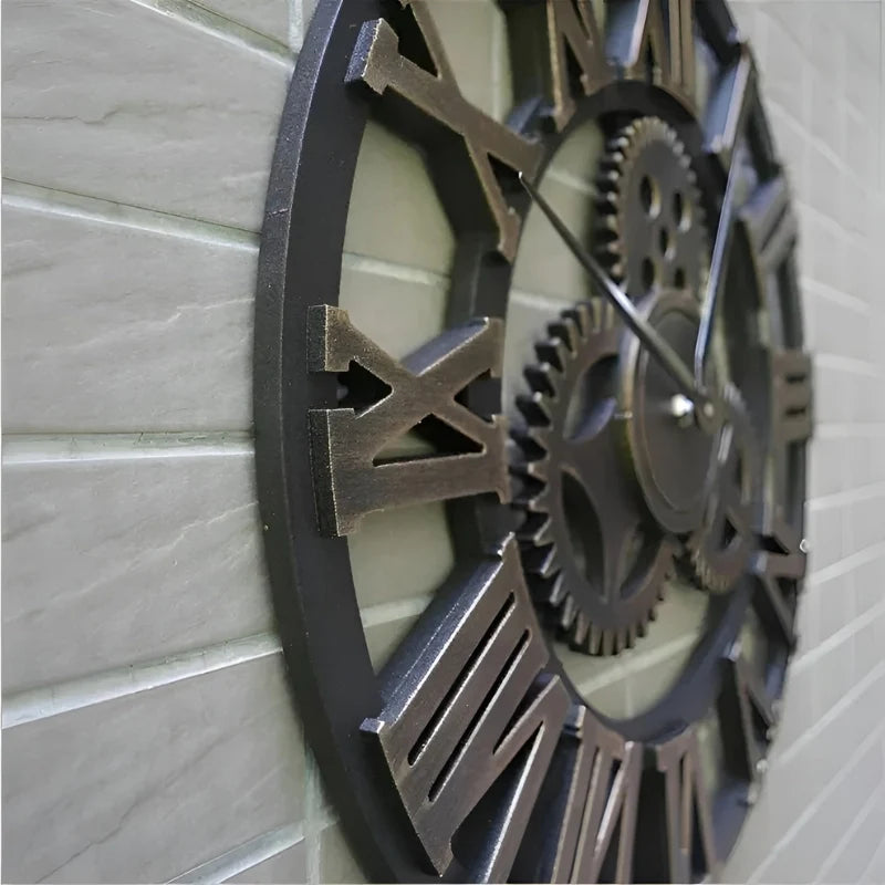 Wall Clock | Gear-Accented Bamboo & Wood | Digital Display