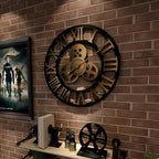 Wall Clock | Gear-Accented Bamboo & Wood | Digital Display