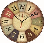 Wall Clock | Clear Printed Numbers | Wood-Look Round Frame
