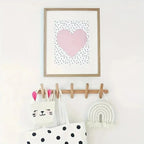 Wall Coat Rack | Solid Oak Rounded Pegs | 5 Pegs