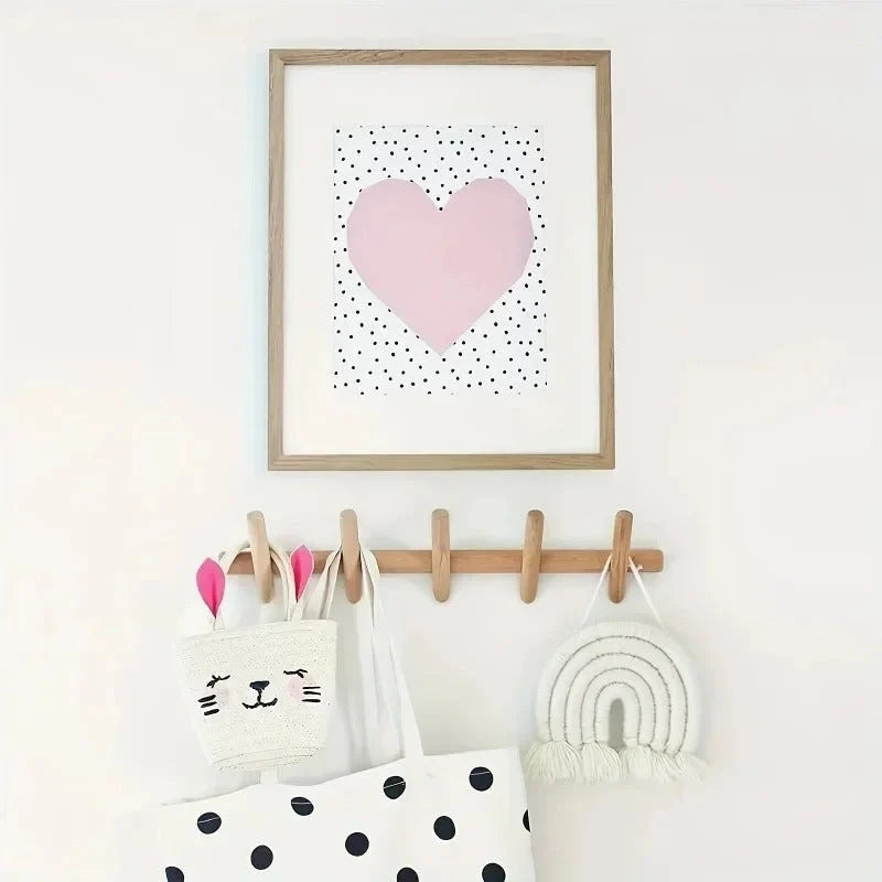 Wall Coat Rack | Solid Oak Rounded Pegs | 5 Pegs