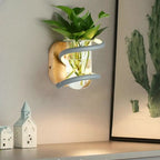 Wall Lamp | Solid Wood & Glass Vase | Built-In Warm LED