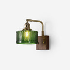 Wall Lamp | Round Glass Shade | Walnut Wood Base
