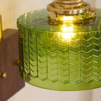 Wall Lamp | Round Glass Shade | Walnut Wood Base