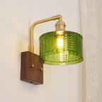 Wall Lamp | Round Glass Shade | Walnut Wood Base