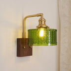 Wall Lamp | Round Glass Shade | Walnut Wood Base