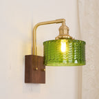 Wall Lamp | Round Glass Shade | Walnut Wood Base