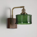 Wall Lamp | Round Glass Shade | Walnut Wood Base