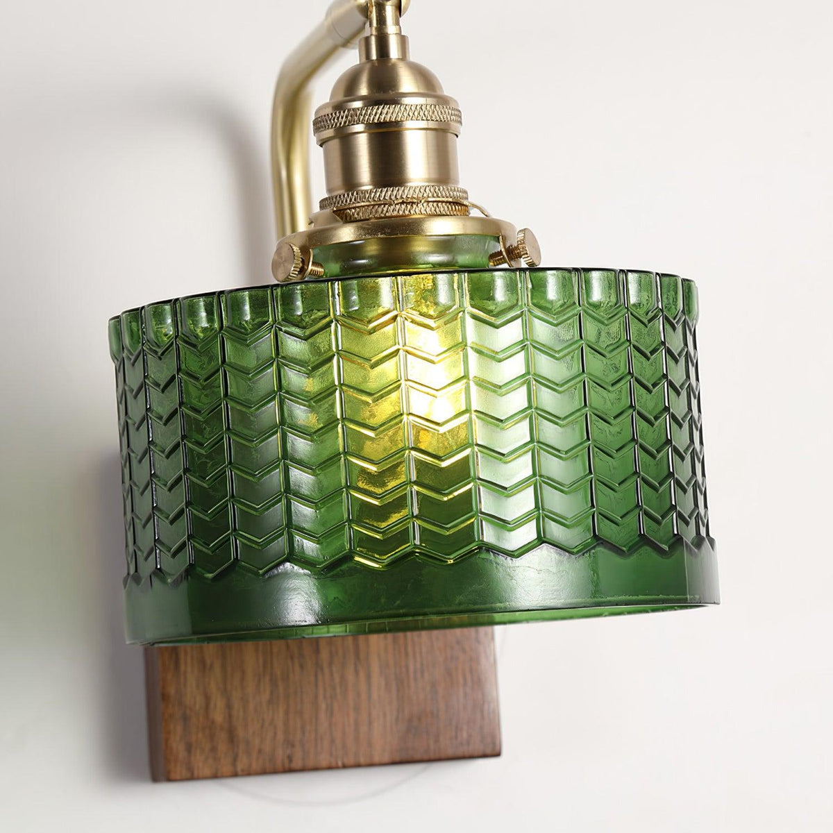 Wall Lamp | Round Glass Shade | Walnut Wood Base