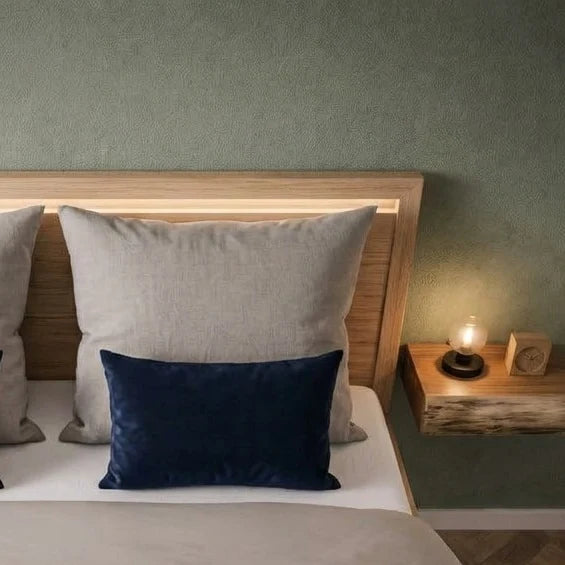 Wall-Mounted Nightstand Shelf | Solid Acacia Wood & Floating Design