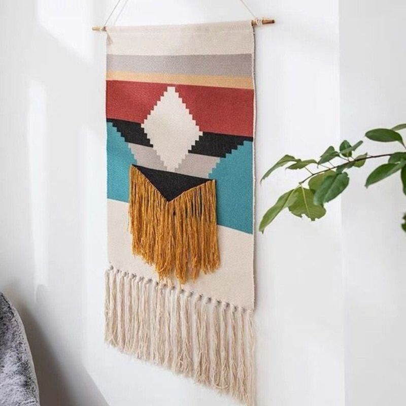 Wall Tapestry | Woven Polyester Surface | Tasseled Edges