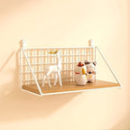 Wall Shelf | Metal Grid Back & Wood-Tone Base | No-Drill Mounting