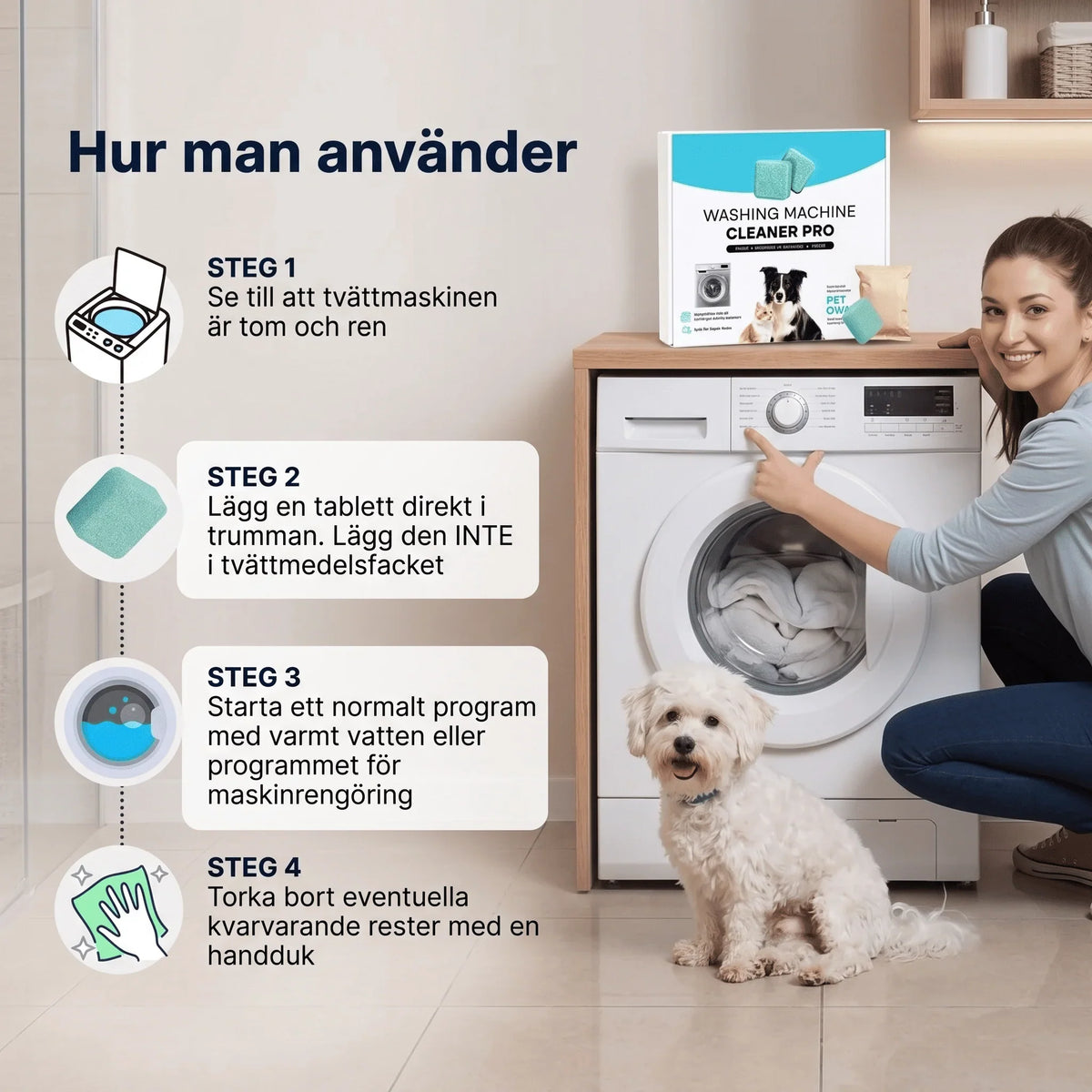 Washing Machine Cleaner Tablets | Deep-Cleaning & Pet Odor Removal