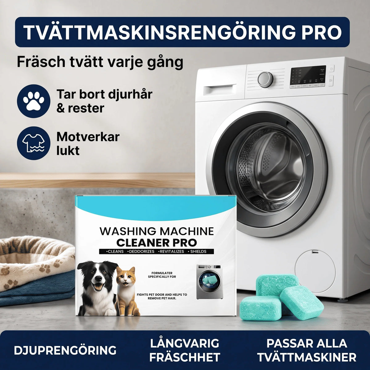 Washing Machine Cleaner Tablets | Deep-Cleaning & Pet Odor Removal