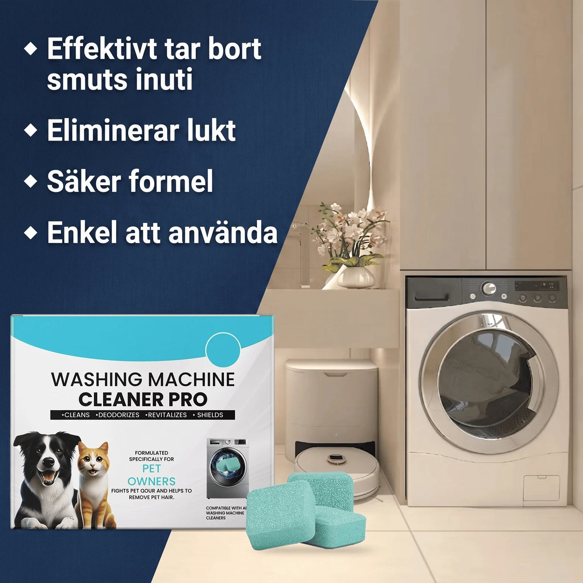Washing Machine Cleaner Tablets | Deep-Cleaning & Pet Odor Removal