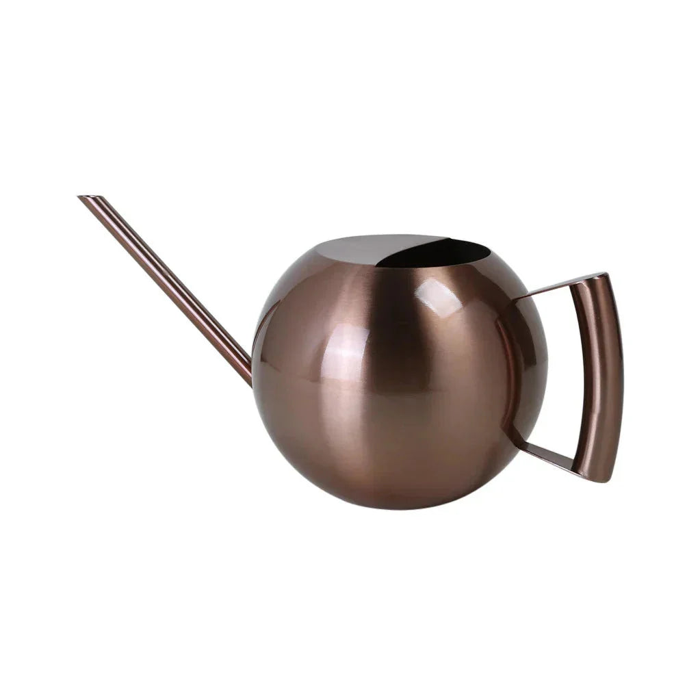 Watering Can | Narrow Precision Spout | Polished Metal & Curved Handle