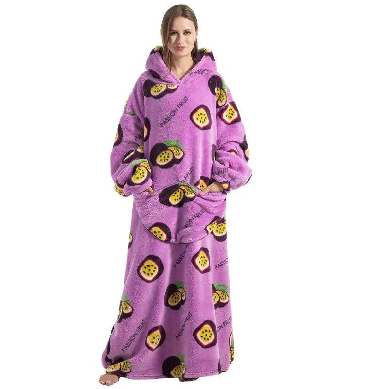 Wearable Blanket Hoodie | Double-Layer Fleece & Sherpa | One Size Fits Most