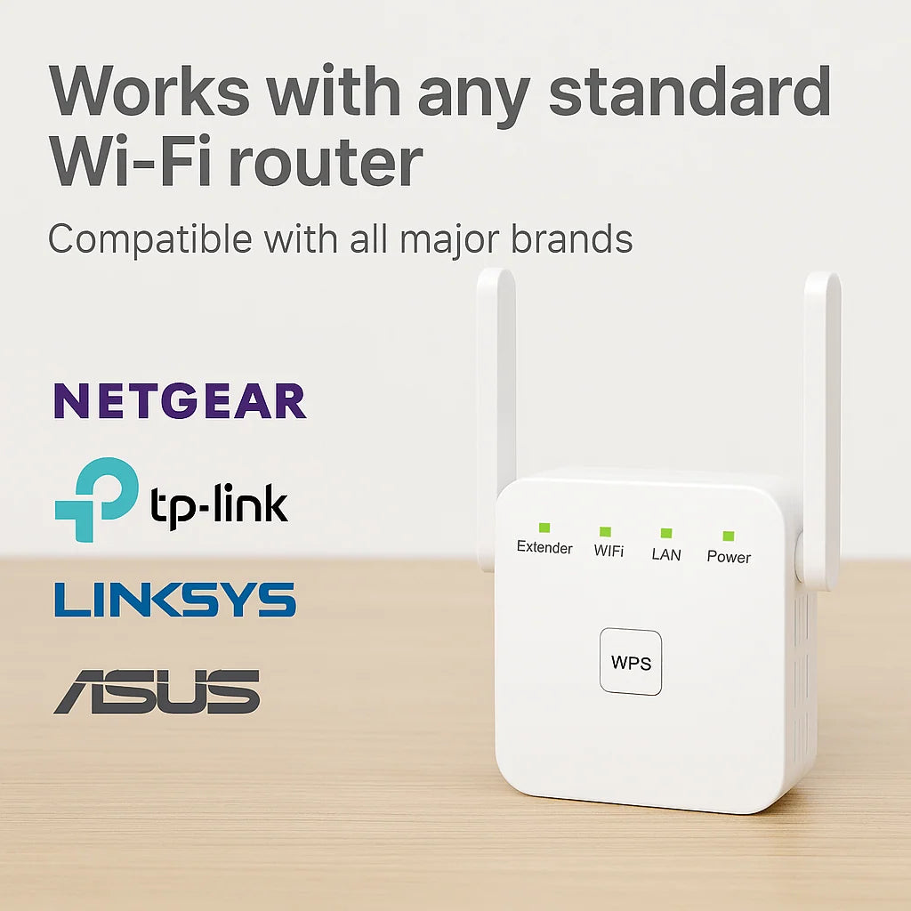 WiFi Range Extender | Dual-Band & Plug-and-Play | Up To 300 m Coverage
