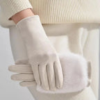 Winter Gloves | Suede Fur Trim & Touchscreen Compatible | Wind-Resistant