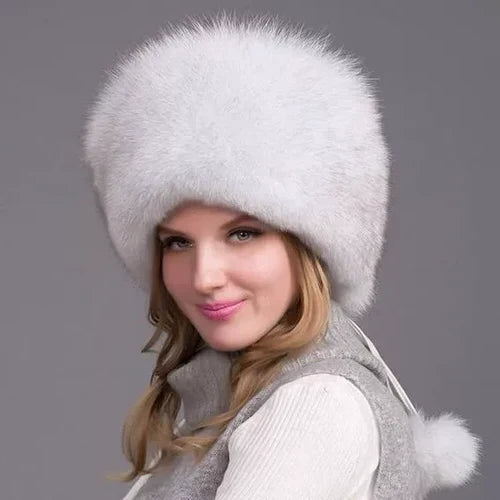 Winter Hat | Natural Fox Fur & Integrated Ear Flaps