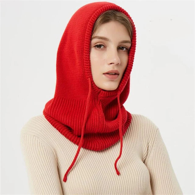 Winter Knit Hat | Cashmere Hooded With Drawstrings