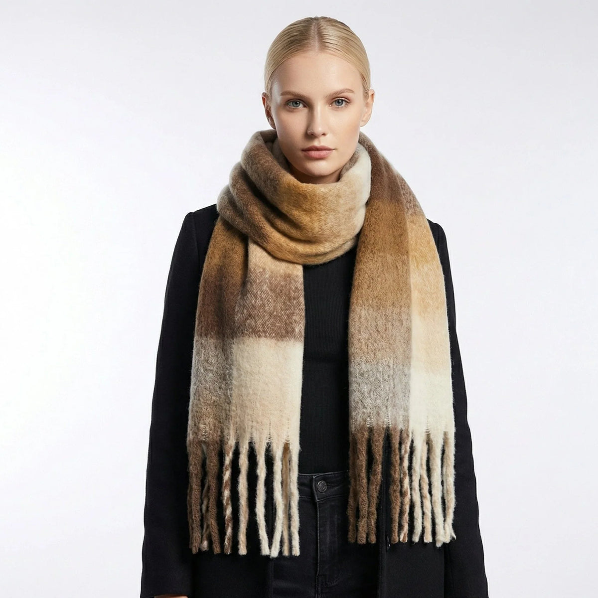 Winter Scarf | Soft Thick-Knit Ombré With Fringe