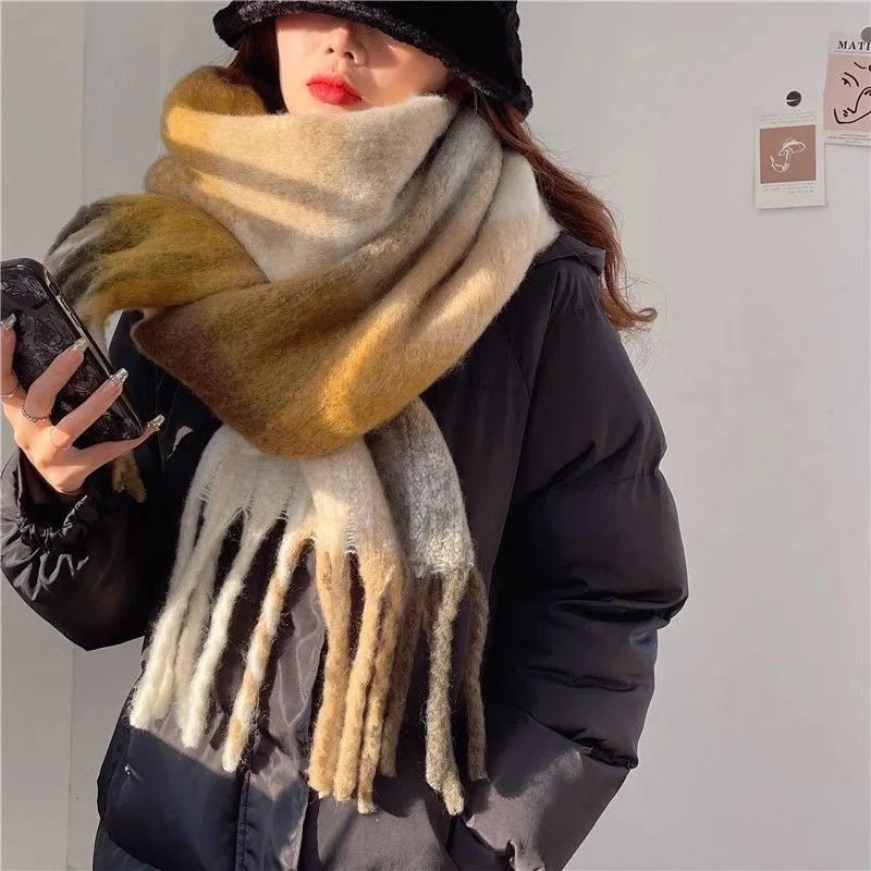 Winter Scarf | Soft Thick-Knit Ombré With Fringe