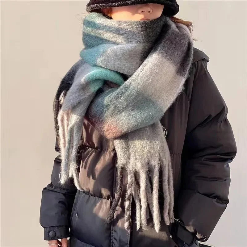 Winter Scarf | Soft Thick-Knit Ombré With Fringe