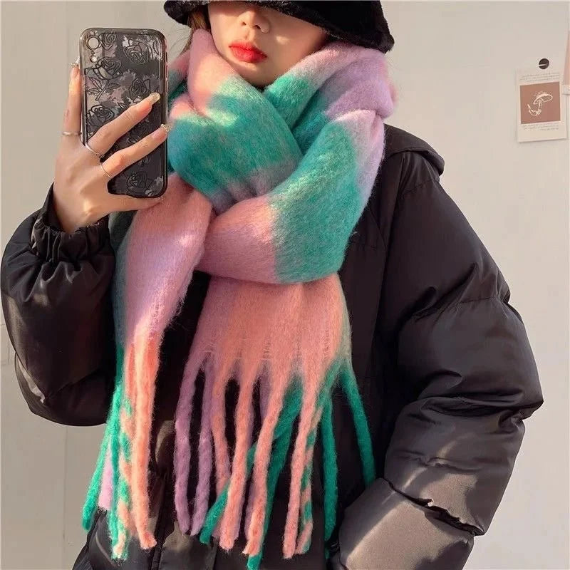 Winter Scarf | Soft Thick-Knit Ombré With Fringe