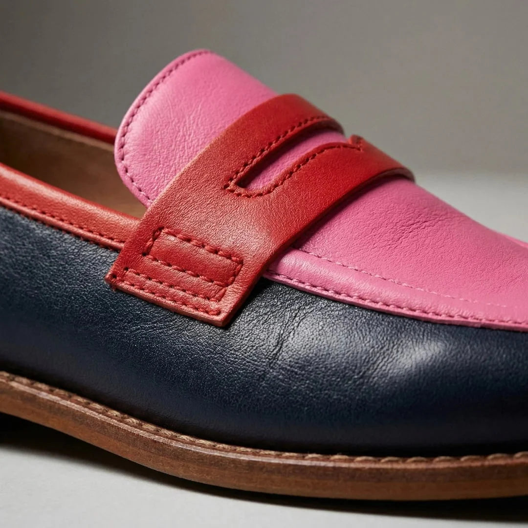 Women's Loafers | Colorblock Leather Slip-On | Low Heel