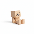 Decorative Rocking Figure | Natural Wood Grain | Attachable Face Pieces
